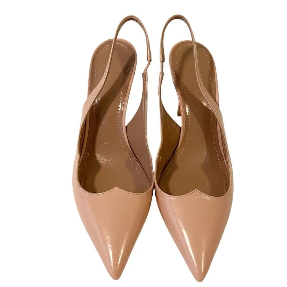 A.Bocca Nude Pink Sling Pump Heels  Pointed Toe Made in Italy in Size 37.5